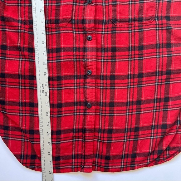 J. Crew Plaid Button Down  Top Shirt Blouse Western Boho Holiday Red Black Sz 6 - Picture 9 of 16